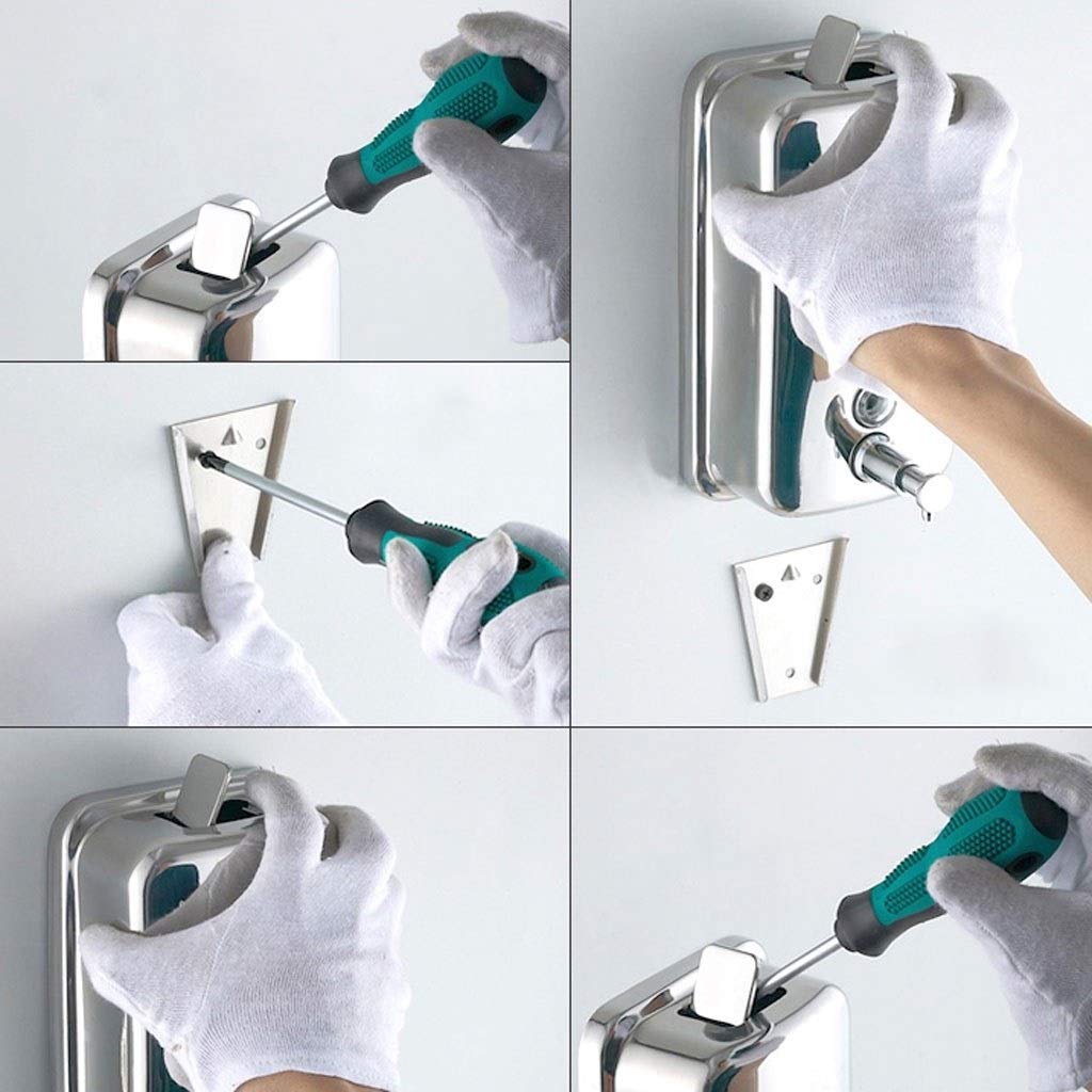 Xiaoli Dispenser Sapone da Muro Manuale Acciaio Inox Dispenser di Sapone Bagno Hotel a Parete Dispenser di Sapone Dish Gel Doccia Shampoo Bottiglia di lozione Dosatore di Sapone Liquido