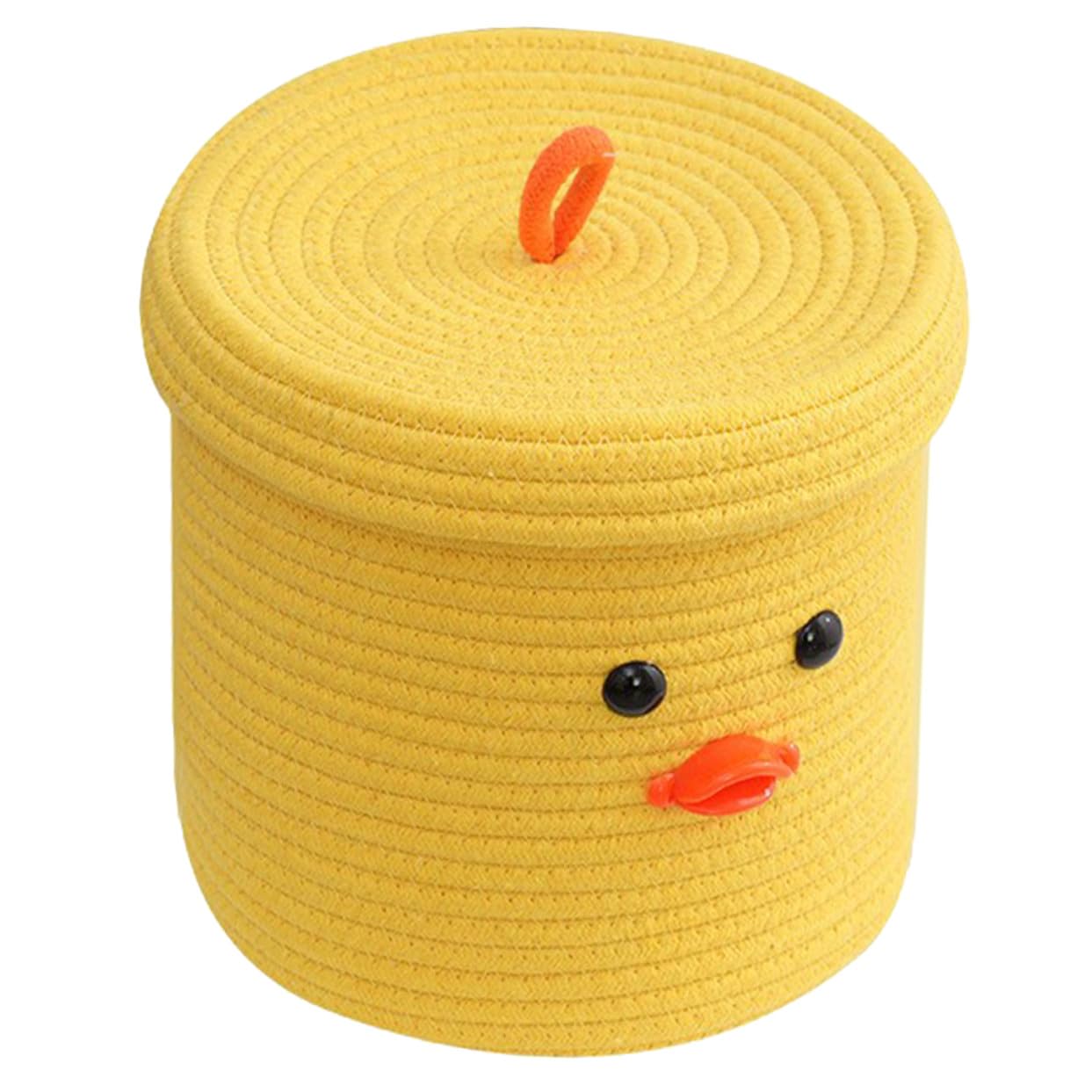 Panier de rangement tressé en corde de coton jaune Alipis motif canard