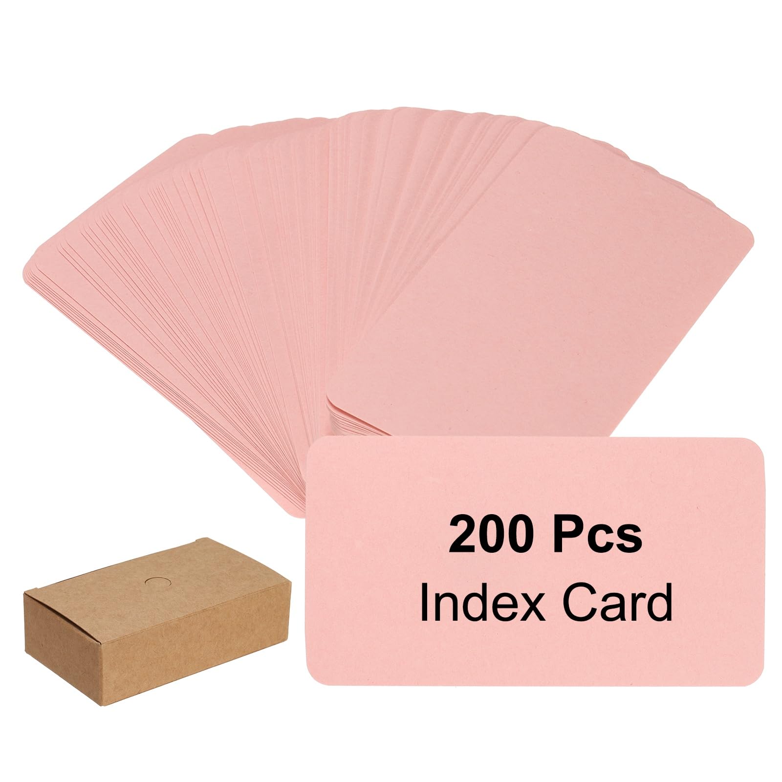 PATIKIL 3.5x2 Blank Kraft Index Cards, 200Pcs Small Blank Paper Message Business Cards for Reminder Study DIY Craft Invitation Tag Flash Vocabulary Word, Pink
