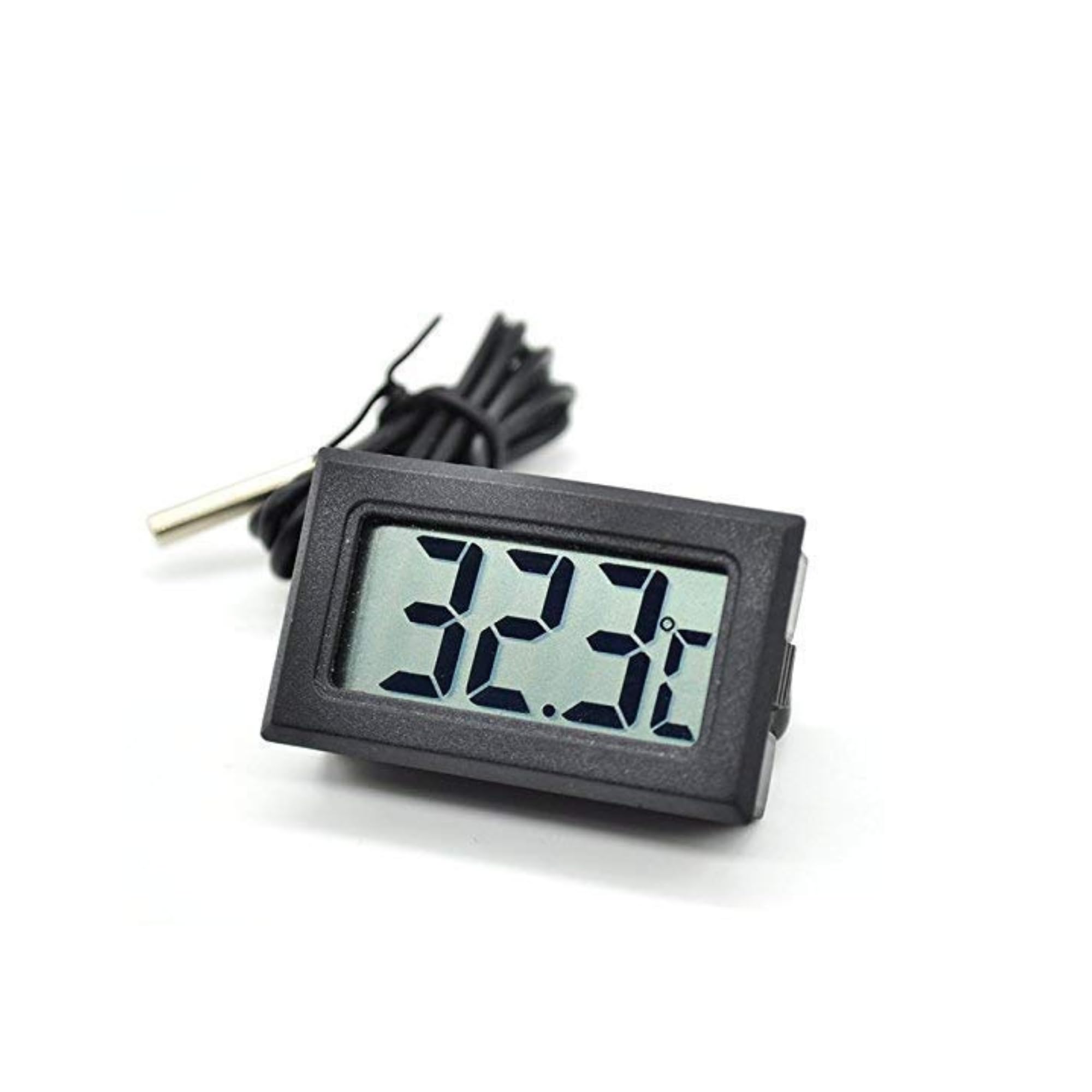 OceanLabz Mini LCD digital thermometer sensor wired for Room temperaure/fridges, Indoor Outdoor Temperature Meter Tester Instant Read Thermocouple BLACK (Battery Not Included)-image-2