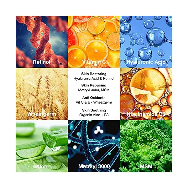 Mens Face Moisturizer Lotion - Serum For Eyes Face & Neck - Anti Aging - Anti Wrinkle - Hydrates & Firms - Retinol - Hyaluronic Acid - Vitamin C - Rejuvenates Facial Skin Cream by Guy Stuff Essentials