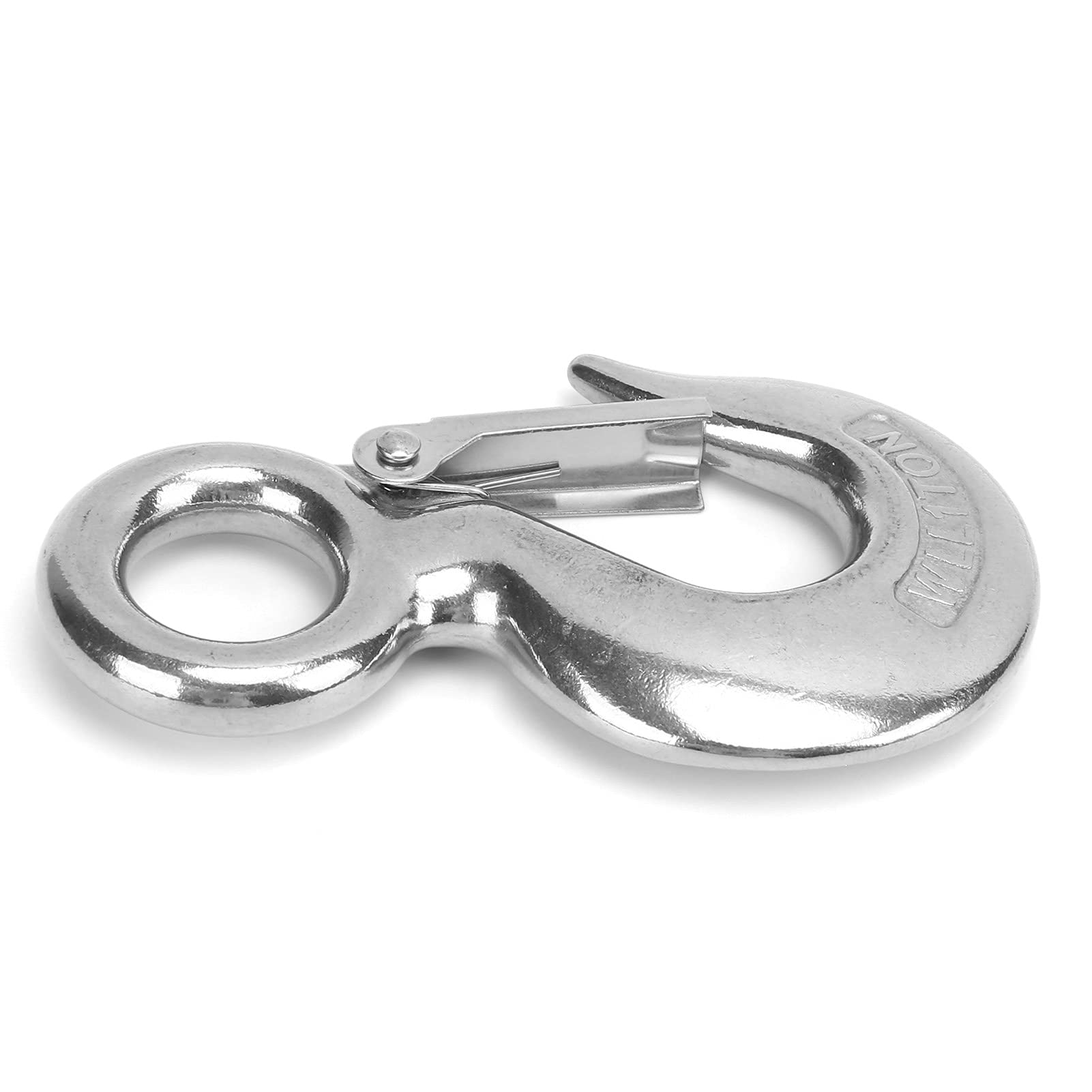 3 pezzi Gancio a Slittamento per Occhi con Chiusura di Sicurezza, Gancio a Slittamento in Acciaio Inox per Sollevamento con Occhielli, Gancio a Slittamento Lucido di Grado Marittim (1T)
