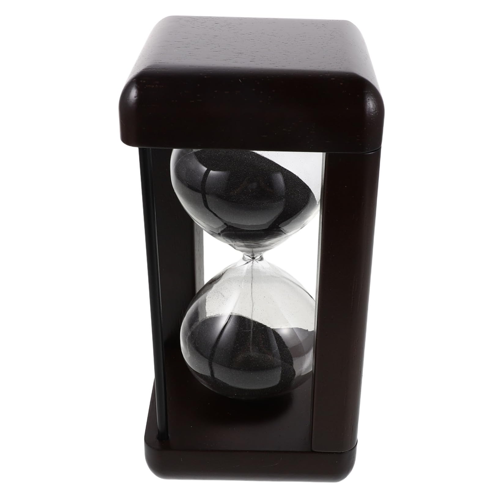 Vintage Szklany Klepsydra Timer z Czarnym Piaskiem Dekoracyjny Retro Zegar Do Biura Kuchni Restauracji i Sauny Precyzyjny Mechanizm Odmierzania Czasu Stylowy Zegar Piaskowy Biurko