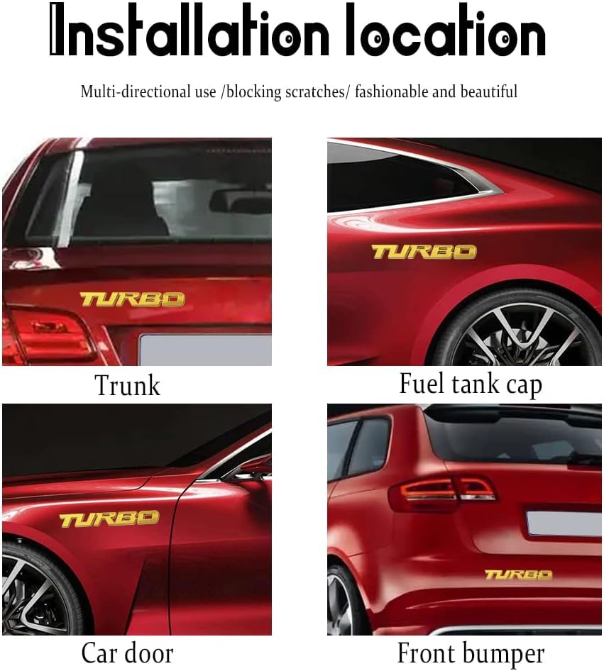 Image of VRT 3D Chrome Emblem Automotive Car, Bike Badges Logo Self Adhesive Sticker (Turbo, Gold)