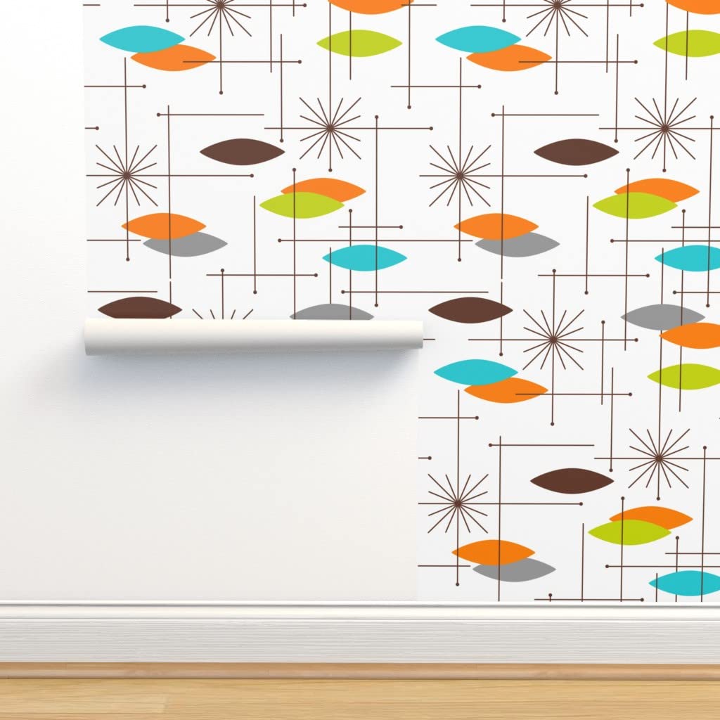 Removable Wallpaper Swatch Mid Century Modern Orbs Large Scale Starburst Atomic Mcm Retro Space Age Brown Burnt Custom Pre Pasted Wallpaper By Spoonflower Amazon Com