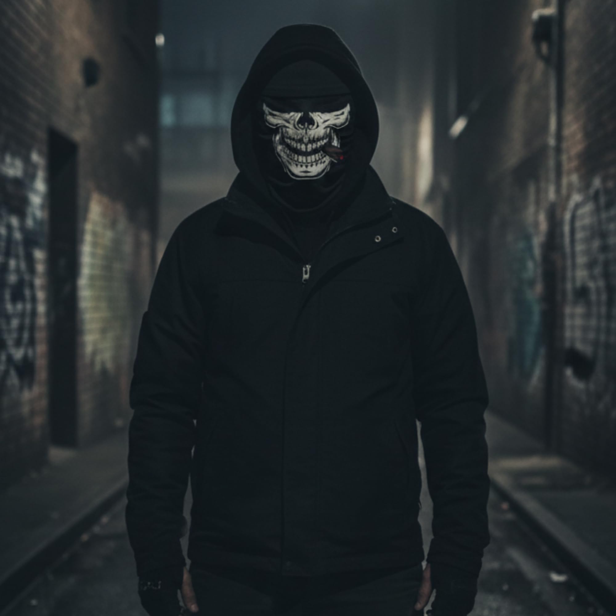Unisex Çok Desenli Balaklava Yüz Maskesi - Motosiklet, Kayak, Kış Sporları için Nefes Alabilir Esnek Kumaş Kar Maskesi - Palyaço, Joker, İskelet, Sakallı Puro Grafik Seçenekleri (İskelet)