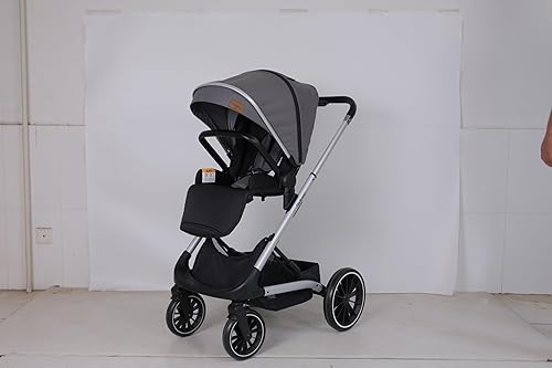 Miniatura 9 de Cochecito reversible, cochecito para niños pequeños con asiento convertible, cochecitos de viaje plegables con modelo acostado, cochecito alto