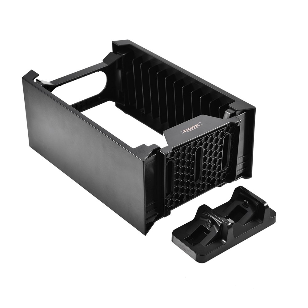 para Slim/Pro One S Soporte de Juego Desmontable Multifuncional Soporte de Torre de Almacenamiento de Disco con Doble Controlador Estación de Carga Dock