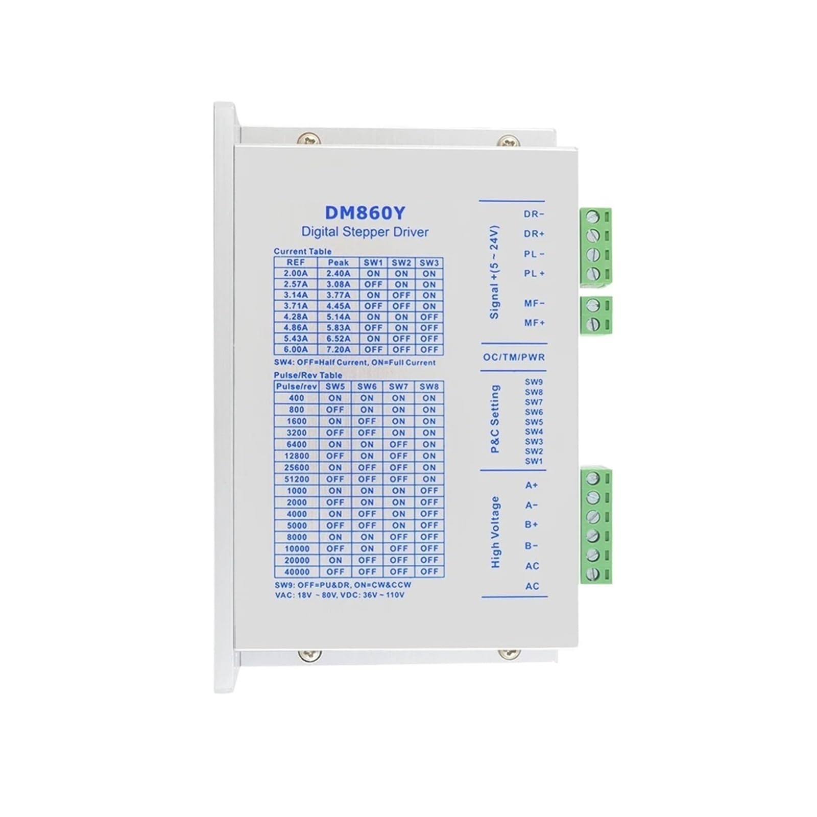 Controlador Paso a Paso Controlador de Motor Paso a Paso 2.4-7.2A 18V-80VAC/36V-110VDC