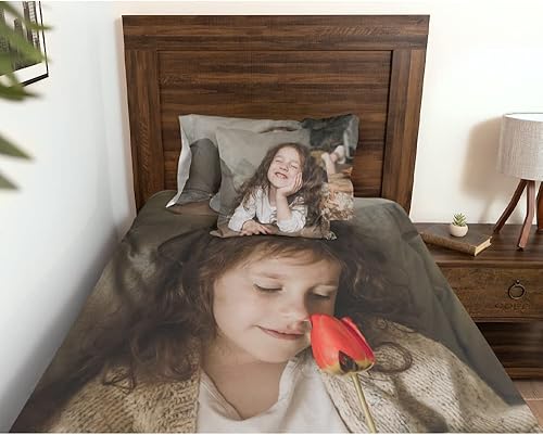 Miniatura 7 de Juego de ropa de cama personalizada con imagen, texto, logotipo, 1 funda de edredón y 2 fundas de almohada, diferentes tamaños personalizables,
