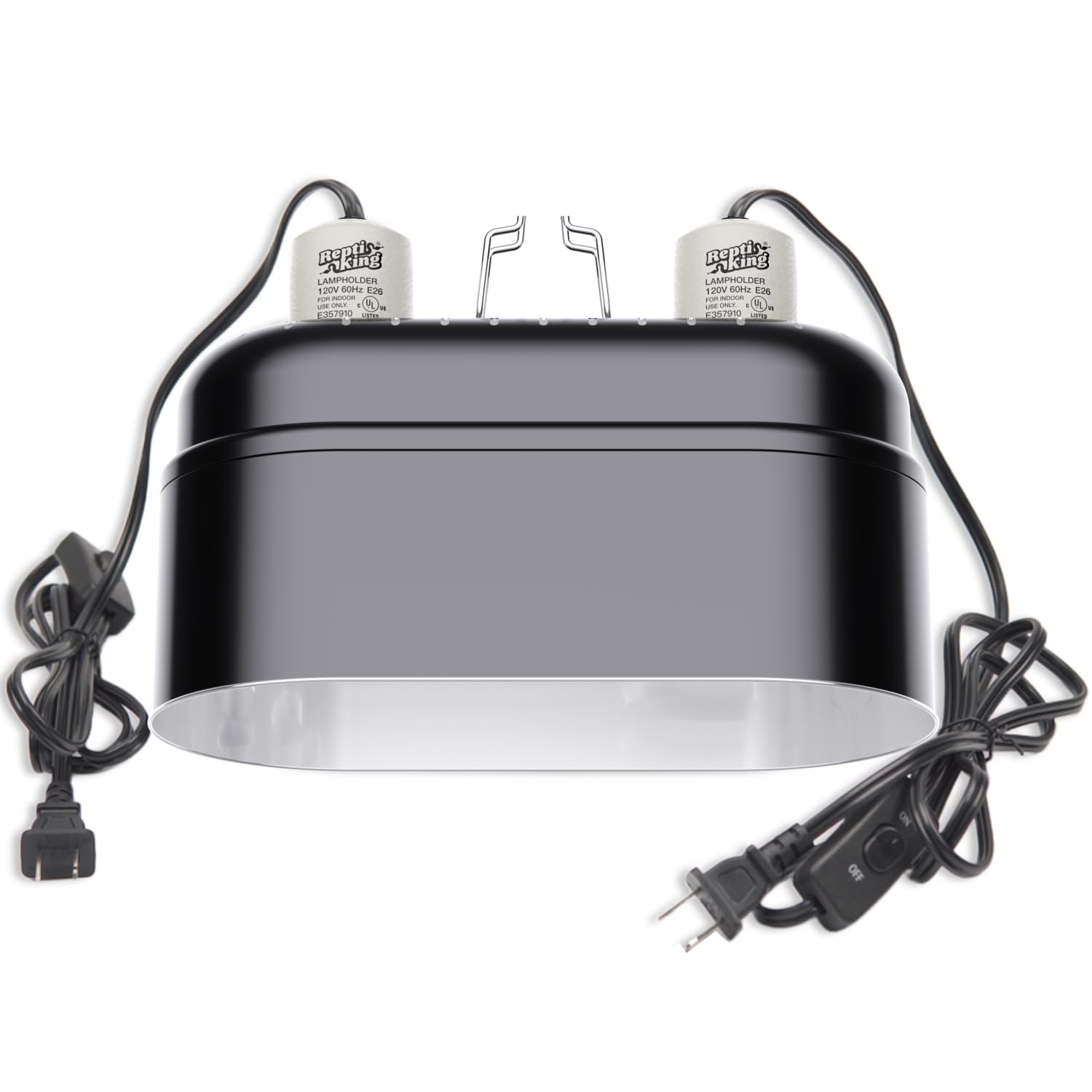 Reptile Light Fixture – Dual Dome with Ceramic Socket – Dual Use for Heat Lamp Emitter & Basking Bulbs & UVB Bulbs – Ideal for Bearded Dragon, Snake, Chameleon, Turtle & Terrarium Tank Accessories