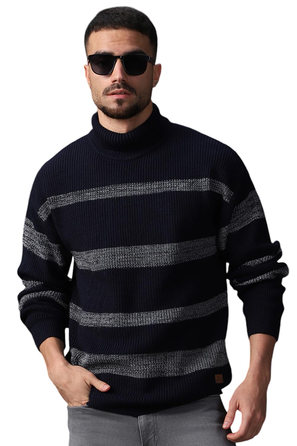 high star clothing High Star Men Acrylic Knitted Relaxed Fit Turtle Neck Full Sleeves Sweaters 32-picture-2