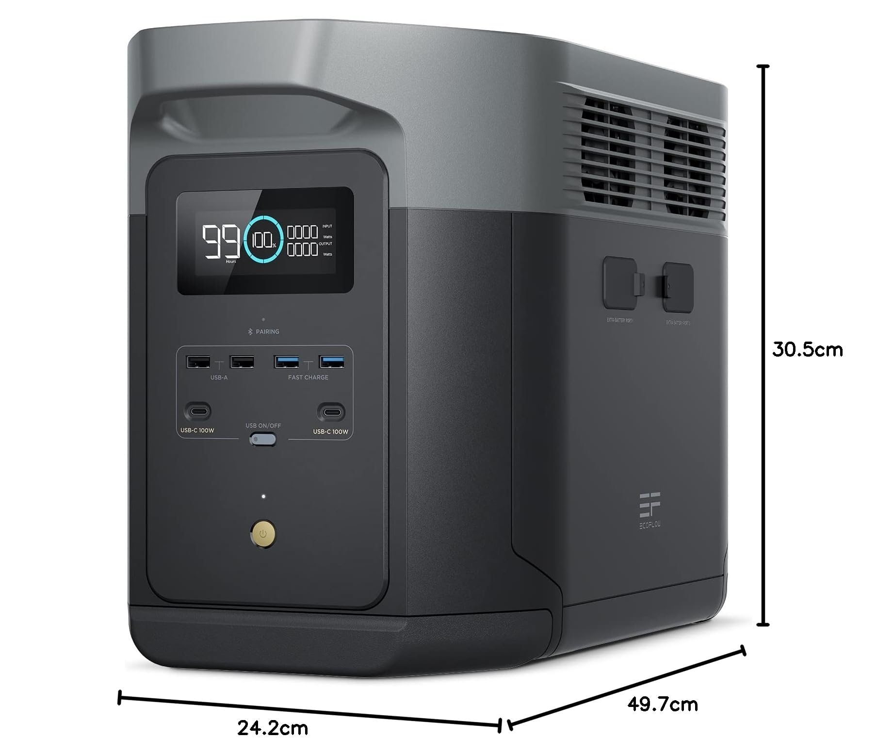 EcoFlow DELTA 2 Max tragbare Powerstation 2048Wh (Generalüberholt) | 80% Ladung <1 Std, LFP Akku 3000 Zyklen, Solargenerator für Zuhause, Camping, Kleine Verpackungsmängel, Produkt unbenutzt