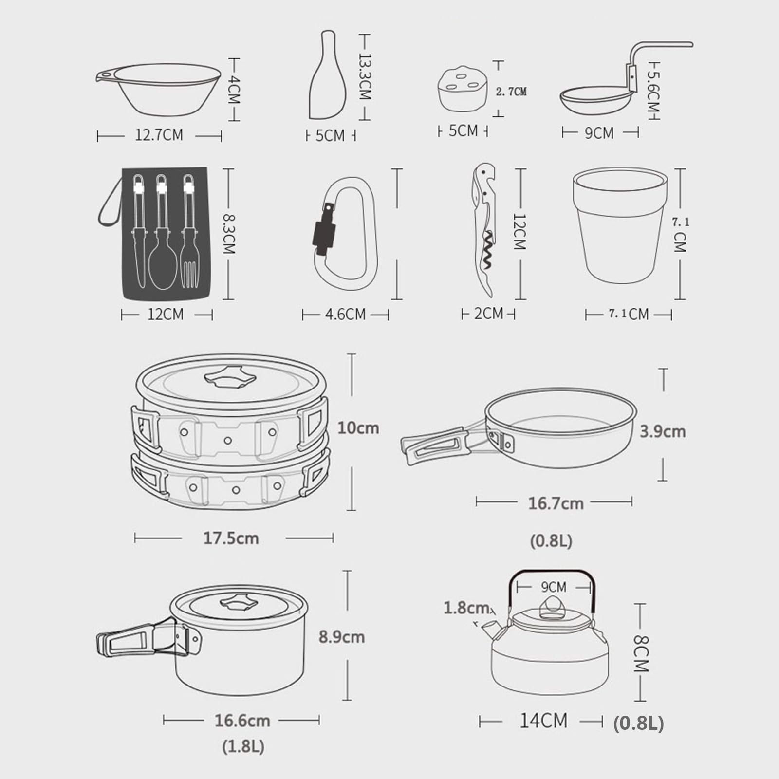 Camping Geschirr Set Aluminium Campingkocher Töpfe Becher Outdoor Kochgeschirr Mit Faltbare Besteck Picknick Topf Mini Camping Kochset Für Picknick Wandern