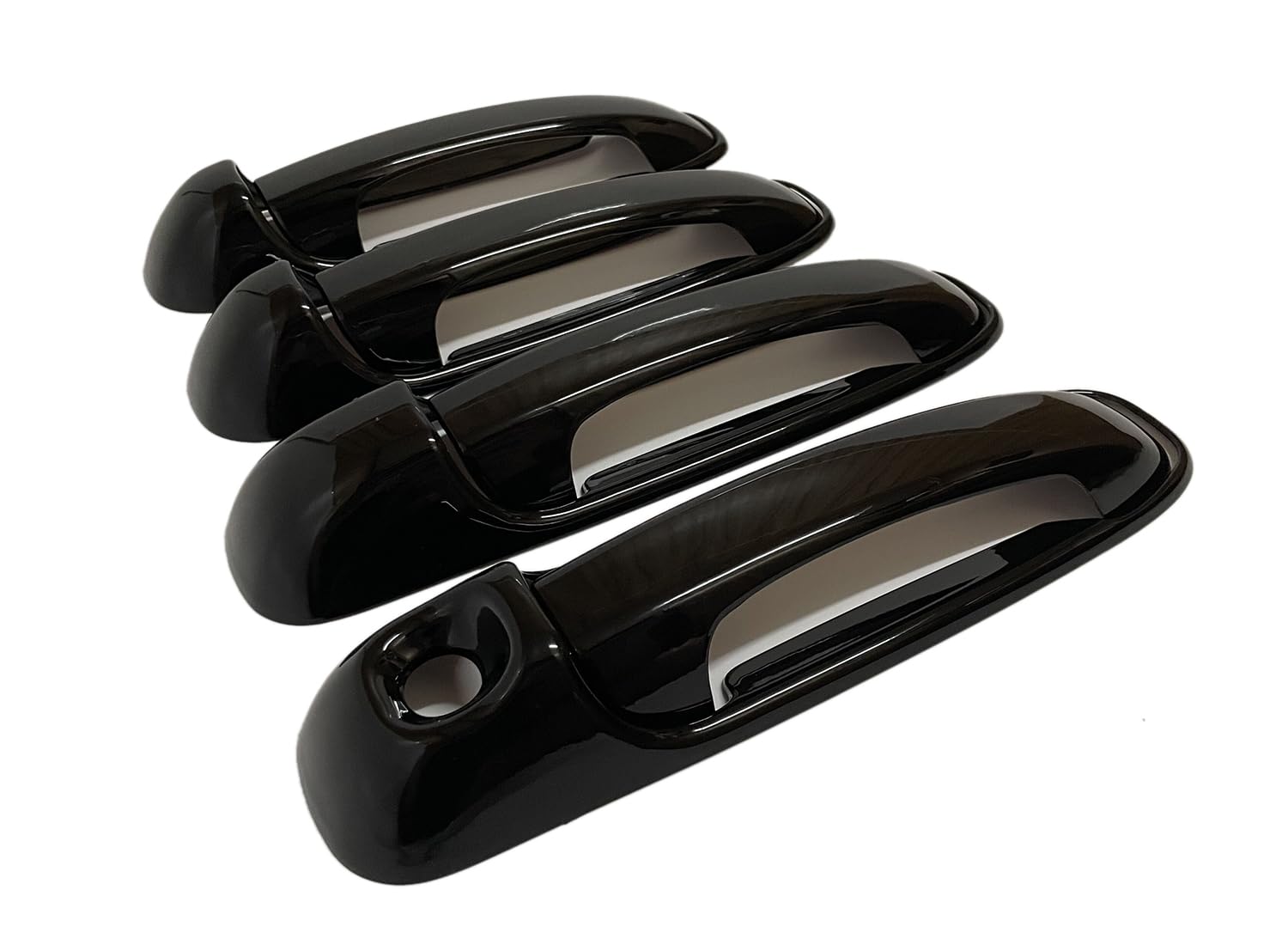 Glossy Black Side Door Handle Cover Trims Add-on Style Compatible with Dodge Ram 1500 2002-2008 and Ram 2500 3500 2003-2009