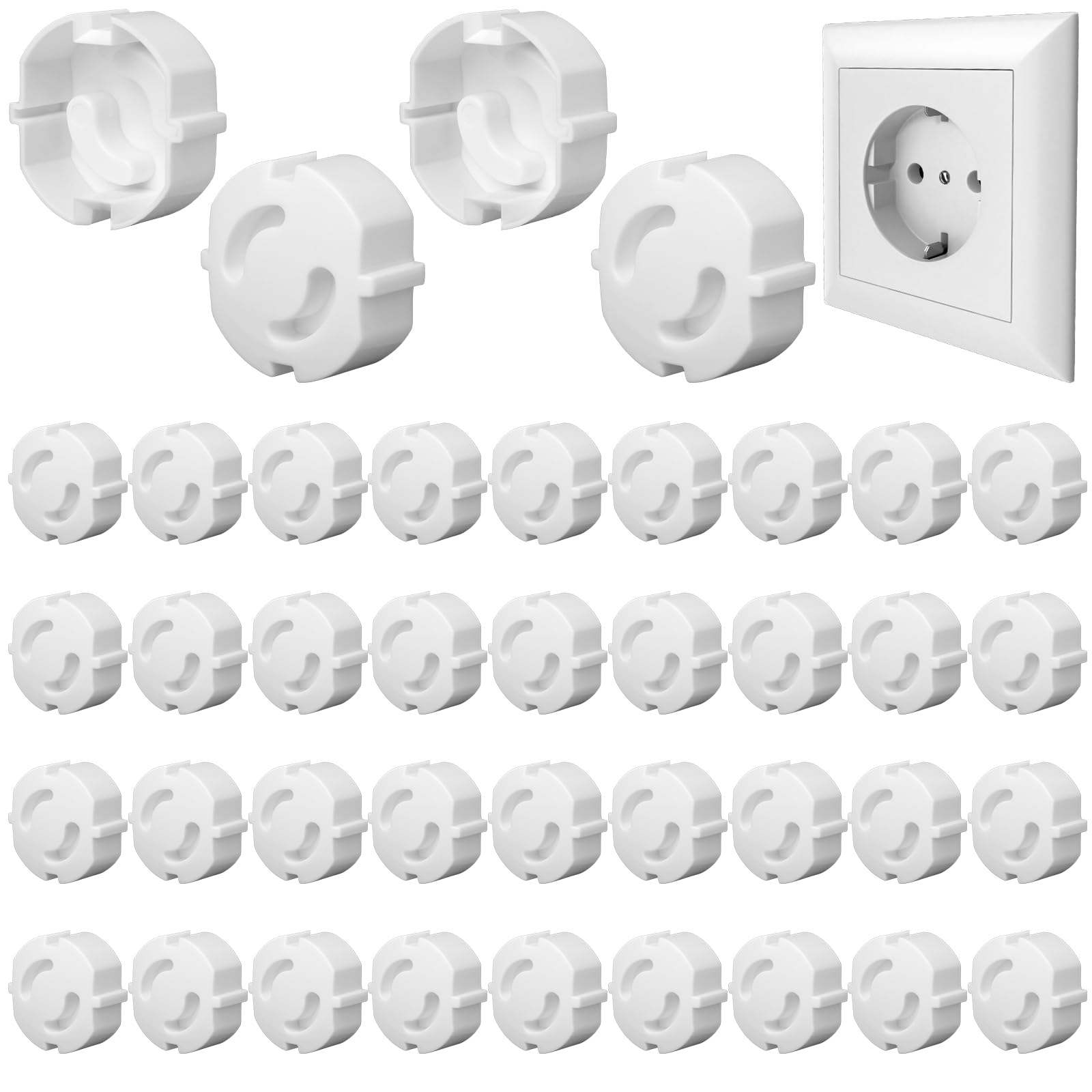 Steckdosen Kindersicherung - 40 Stück Steckdosenschutz zum Stecken, ABS-Material, Steckdosenschutz Kindersicherung, Steckdosensicherungen Baby für Küchen, Badezimmer und Wohnzimmer (Weiß)