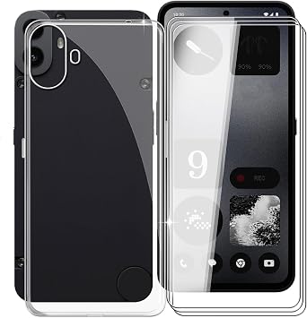 for Nothing CMF Phone 1 Case + 3 Pack Tempered Glass Screen Protector, Clear Soft Silicone Bumper Shell, Ultra-Thin Anti-Fall Back Cover for Nothing CMF Phone 1 6.67" - Transparent