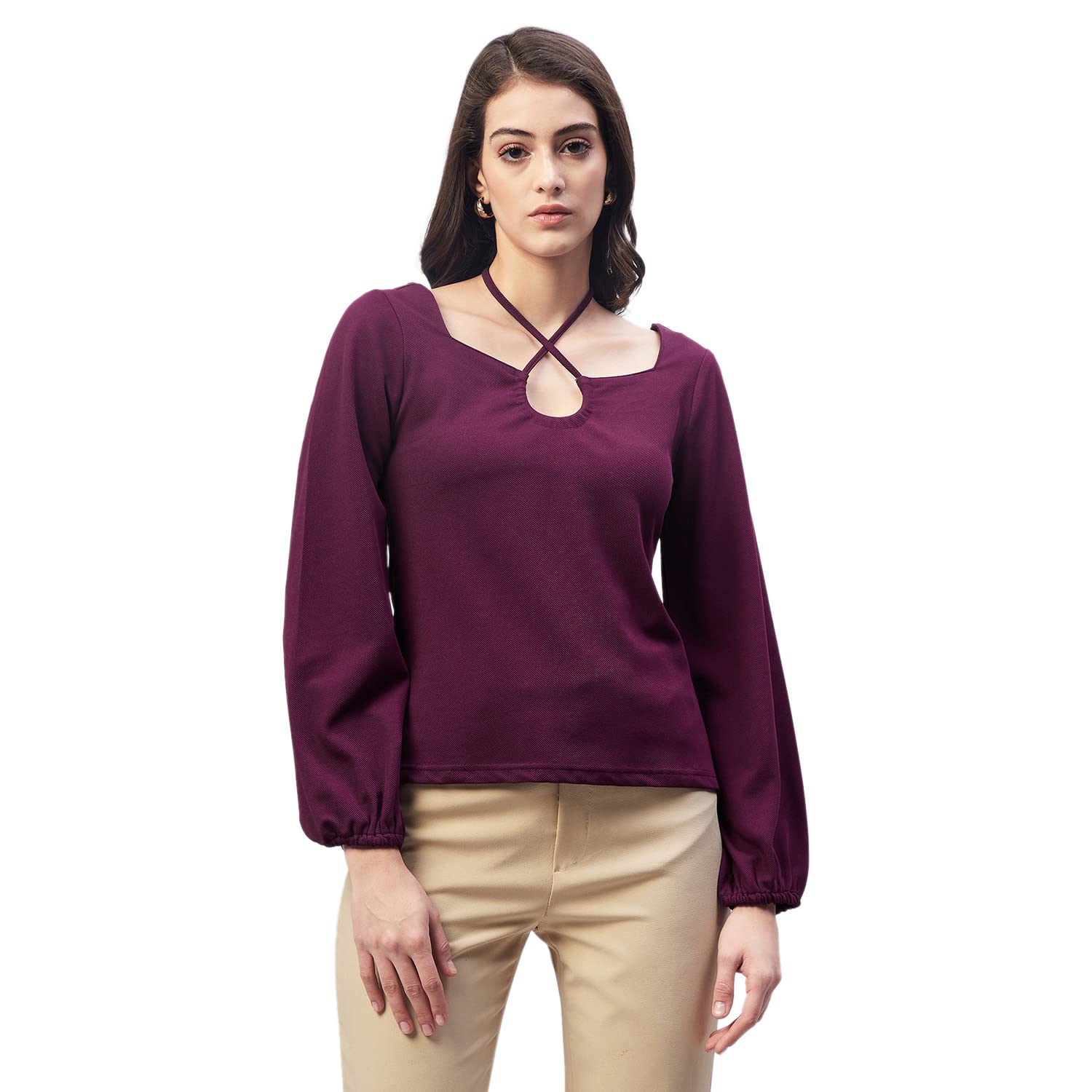 Marie Claire Women's Solid Regular Fit Blouse
