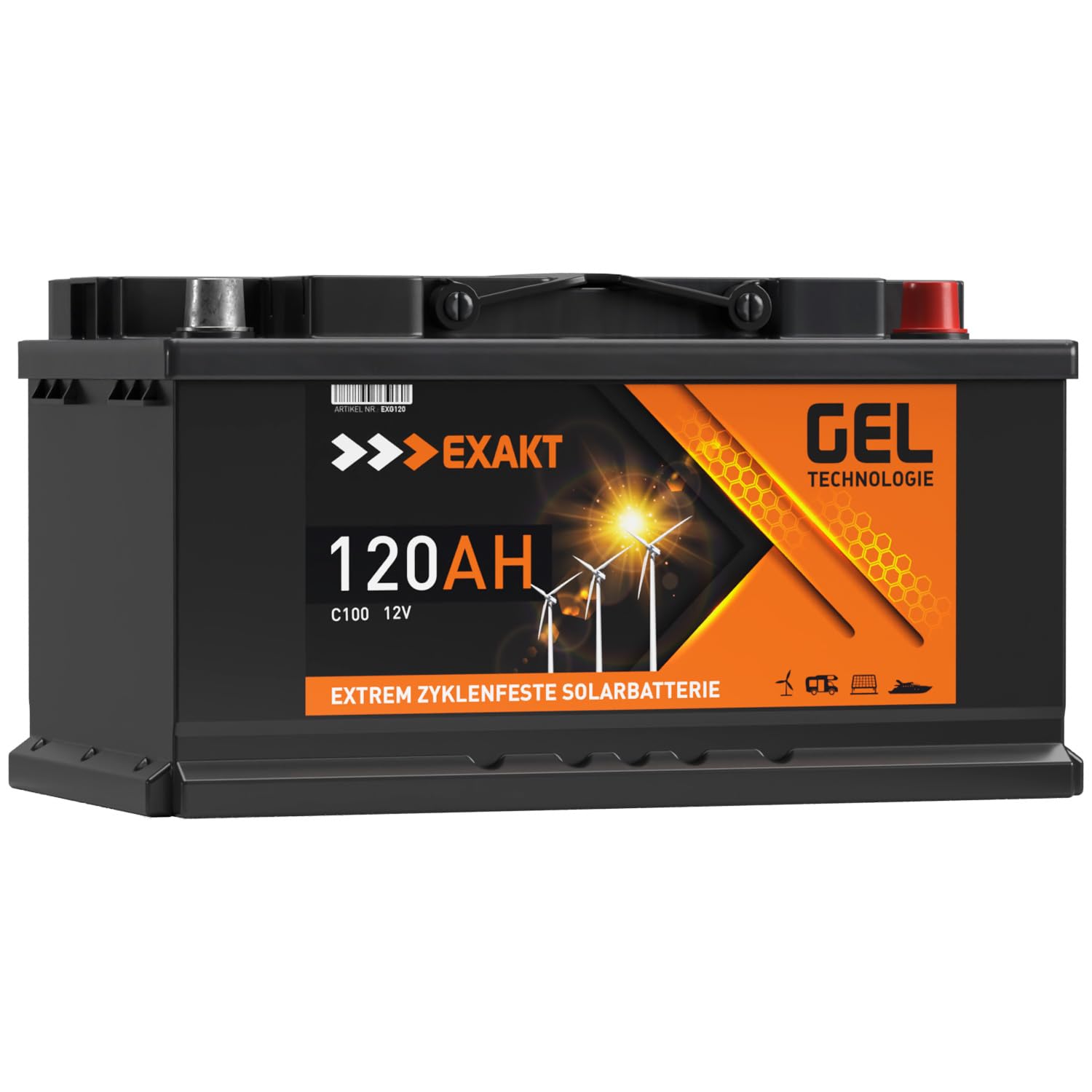 GEL Batterie 120Ah 12V Solarbatterie Wohnmobil Boot Solar Akku ersetzt 100Ah