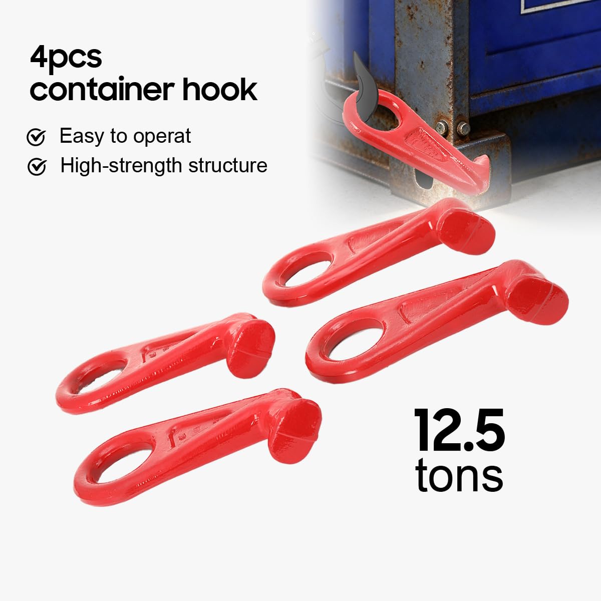 Containerhaken 4 Stück Spezialhaken Für Seecontainer Aus Legierter Stahl 45° Verdickter Hebehaken 12,5 T Tragkraft Haken Für Heben Schwerer Gegenstände Logistikbereich