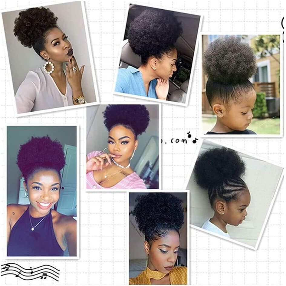 8-Inch Black Hair Bun with Drawstring Synthetic Curly Hair Ponytail Extension for Updo & Ponytail Hairstyles - Image 4