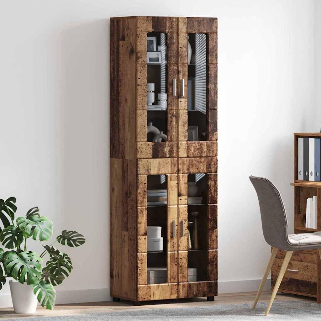 Armadietto alto, 60 x 35 x 182 cm, in legno anticato e legno con vano