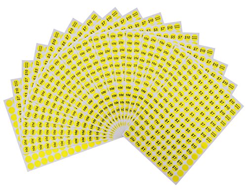 Onupgo Garage Sale Labels 3/4" Round Preprinted Pricing Labels Price Stickers Removable Prices Labels, Bright Neon Fluorescent Multicolored With Blank Label, Pack Of 2240 #TOP4
