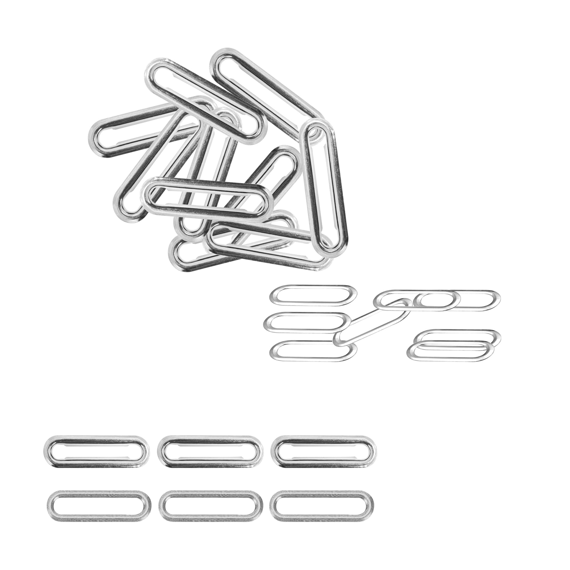 Trimming Shop Silver 50Pcs 30Mm Oval Shaped Brass Eyelets With Washers, Brass Grommets For Leathercraft, Clothing, Bags, Belts, Shoes, Straps, Laces - Durable Metal Eyelet Kit (Silver)