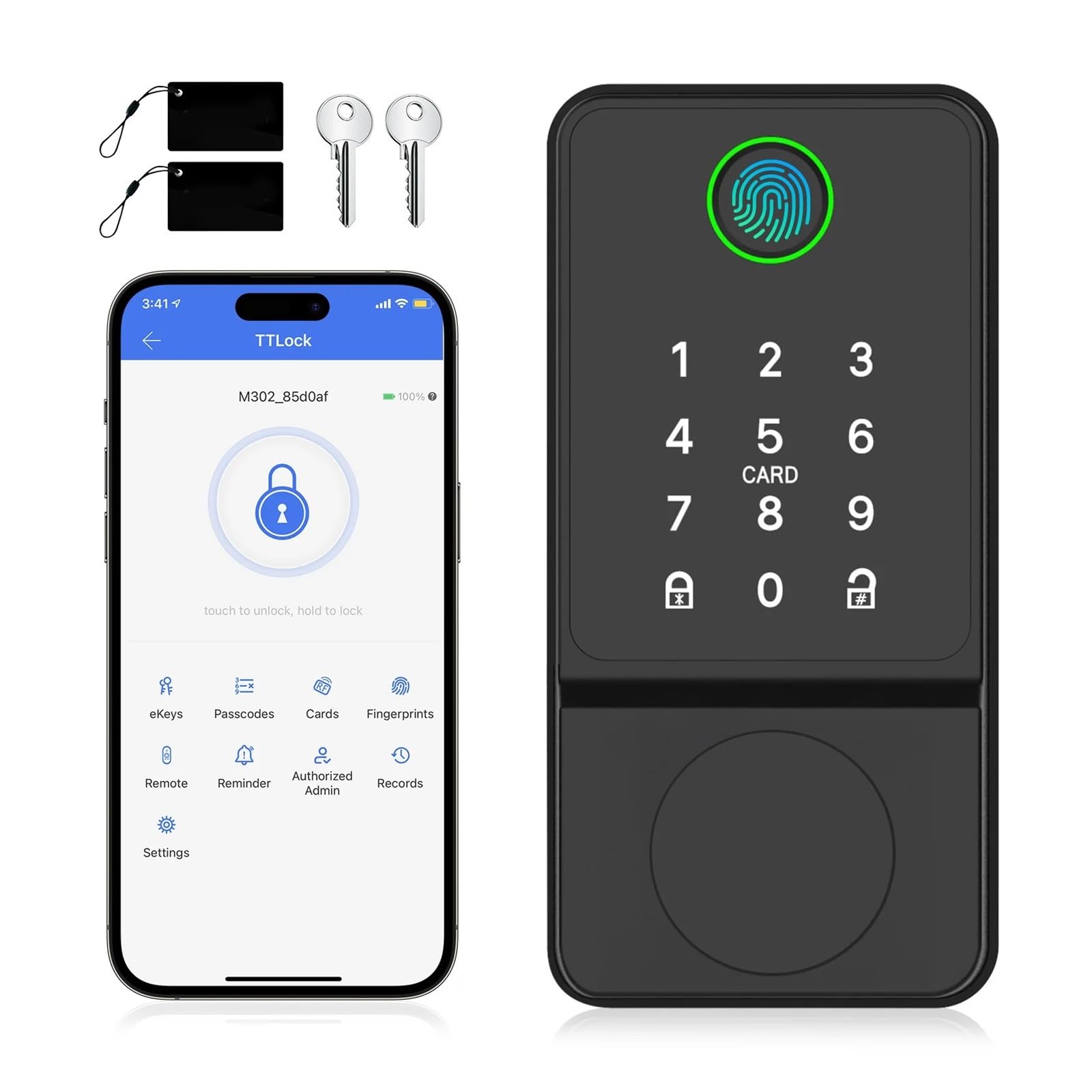 Cerradura de puerta inteligente, Cerradura de puerta con cerrojo de seguridad sin llave, cerraduras inteligentes for puerta delantera, huella dactilar, teclado, código, tarjeta y llaves