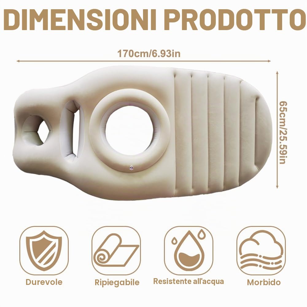 Cuscino Gravidanza per Dormire, Gonfiabile Cuscino Premaman per Dormire, Pregnancy Pillow del PVC di Ispessimento Floccato for Chi Dorme Prono E Su Un Fianco