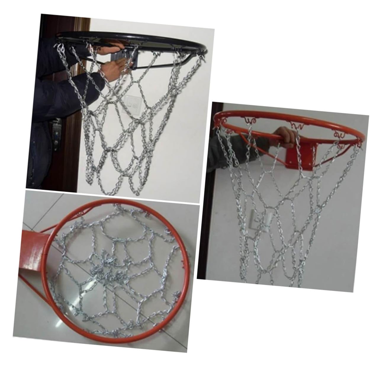Basketball Kettennetz 2 Stück aus Eisen für Standardkörbe, Silber