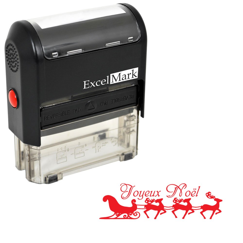 Self-Inking Christmas Rubber Stamp - Joyeux Noel - Red Ink