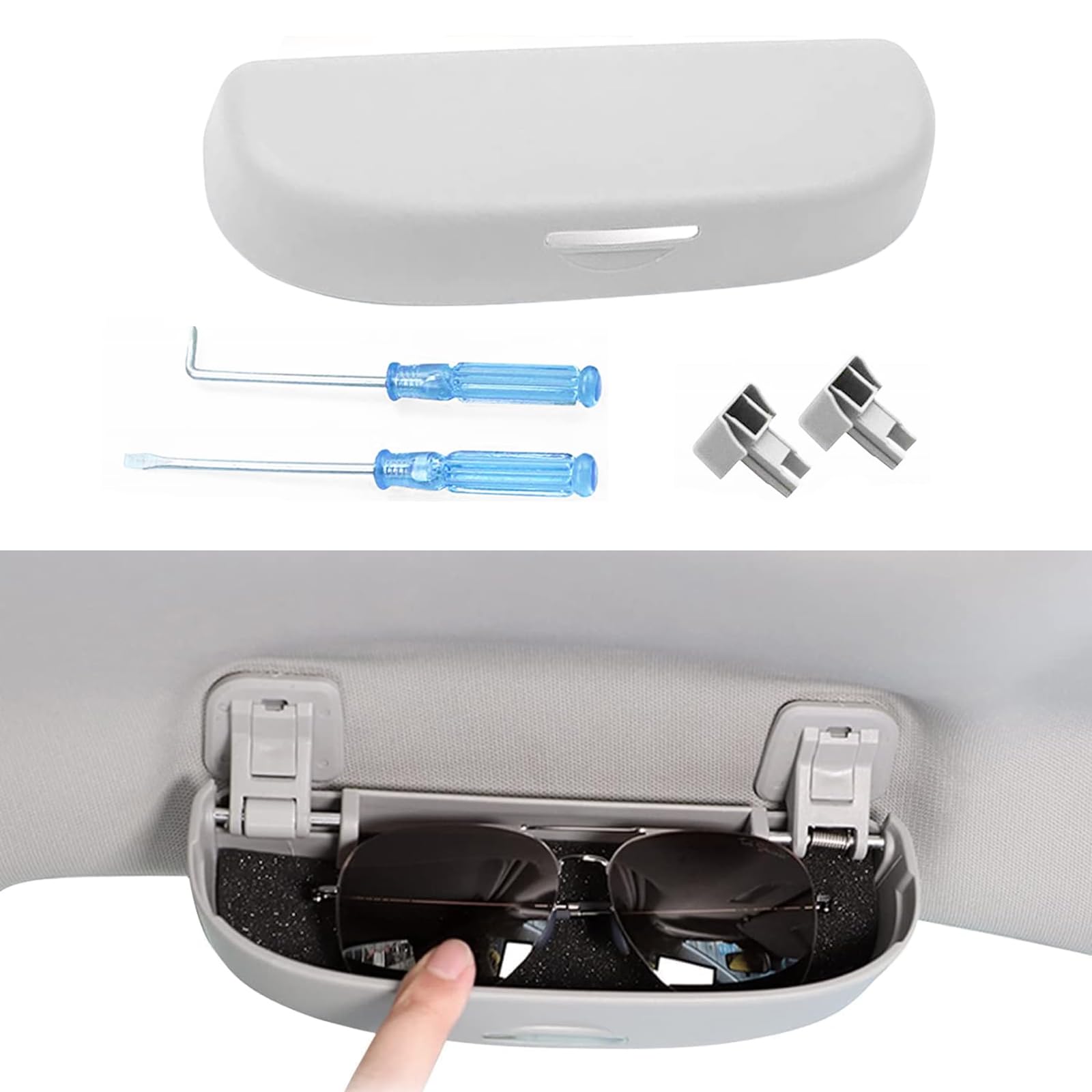 Portaocchiali Magnetico Per Auto | In Pelle Con 2 Slot Carte | Universale Per Parasole - Foto 10