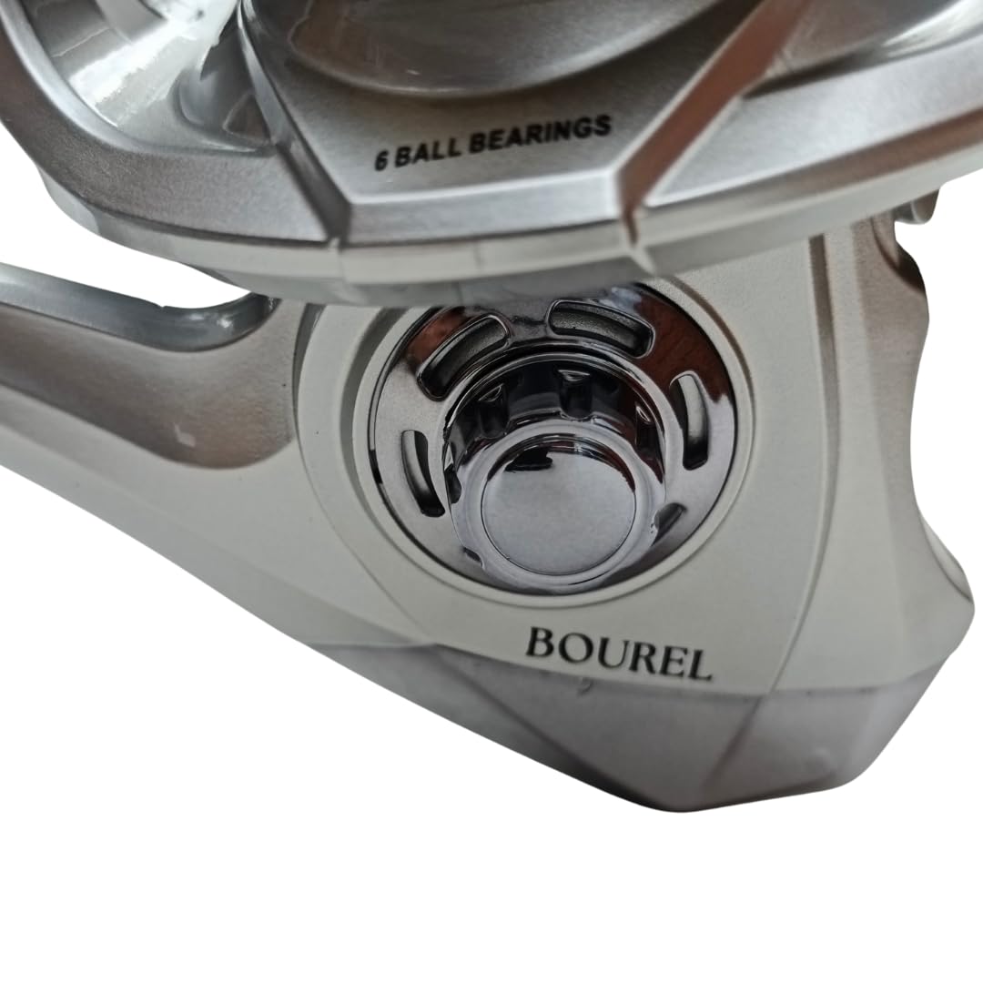 Carrete de Pesca BOUREL 10000 para surfcasting – Gran Capacidad 500 m, Freno 10 kg, 6+1 rodamientos, Ratio 4.1:1, Bobina Aluminio + Extra Grafito, Resistente al salitre