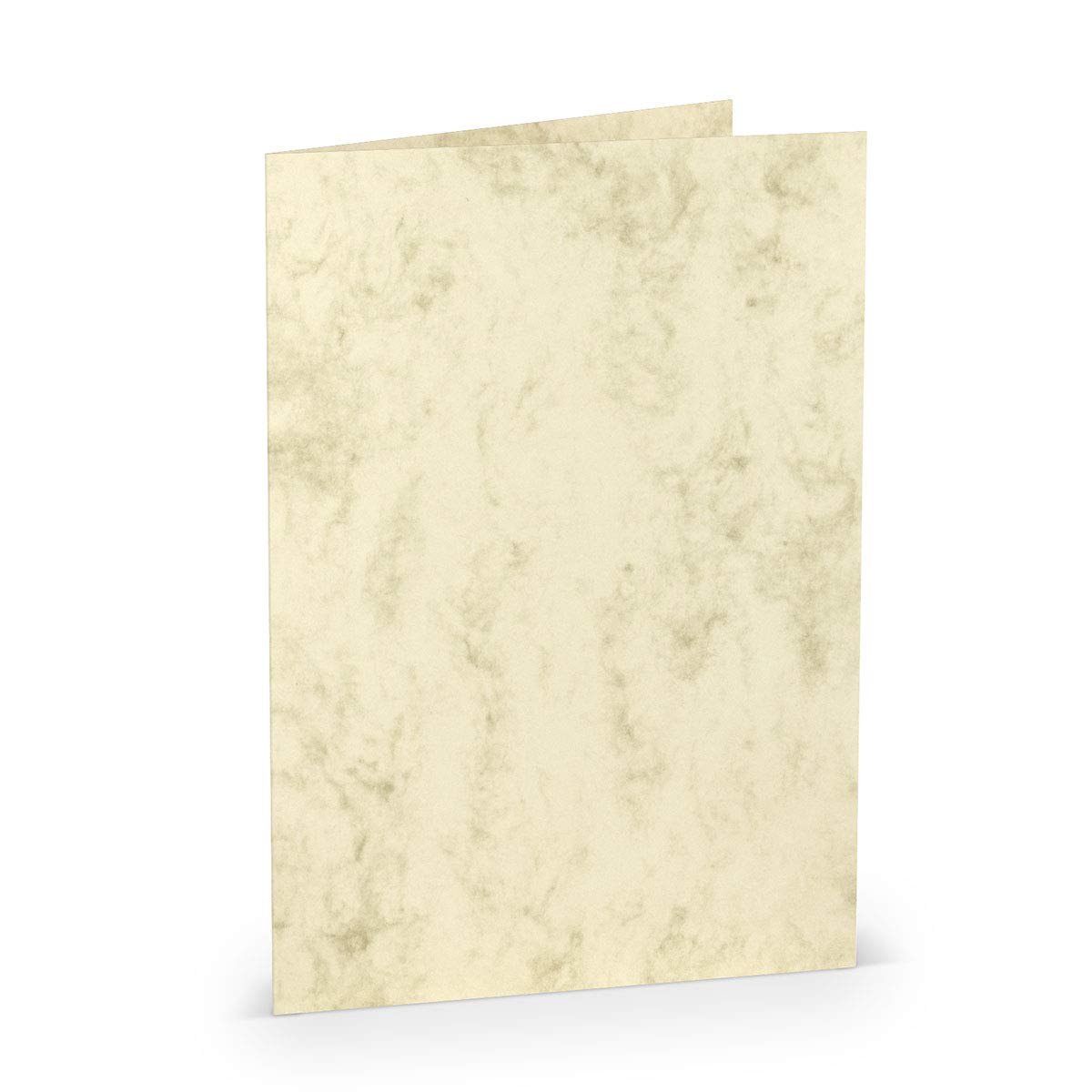 PAPERADO 400 tarjetas plegables DIN A5 Chamois Marmora - Tarjetas dobles predobladas en blanco 220 g/m² – 14,8 x 21 cm – Tarjetas plegables para manualidades, tarjetas de invitación boda comunión