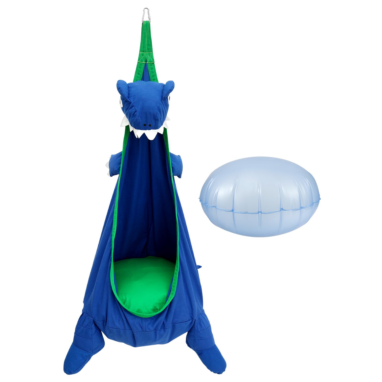 Sensory Swing for Kids & Adults Holds up to 176lbs Indoor & Outdoor with 360° Swivel Hanger Kit PVC Inflatable Cushion for Children Adults (Dinosaur)