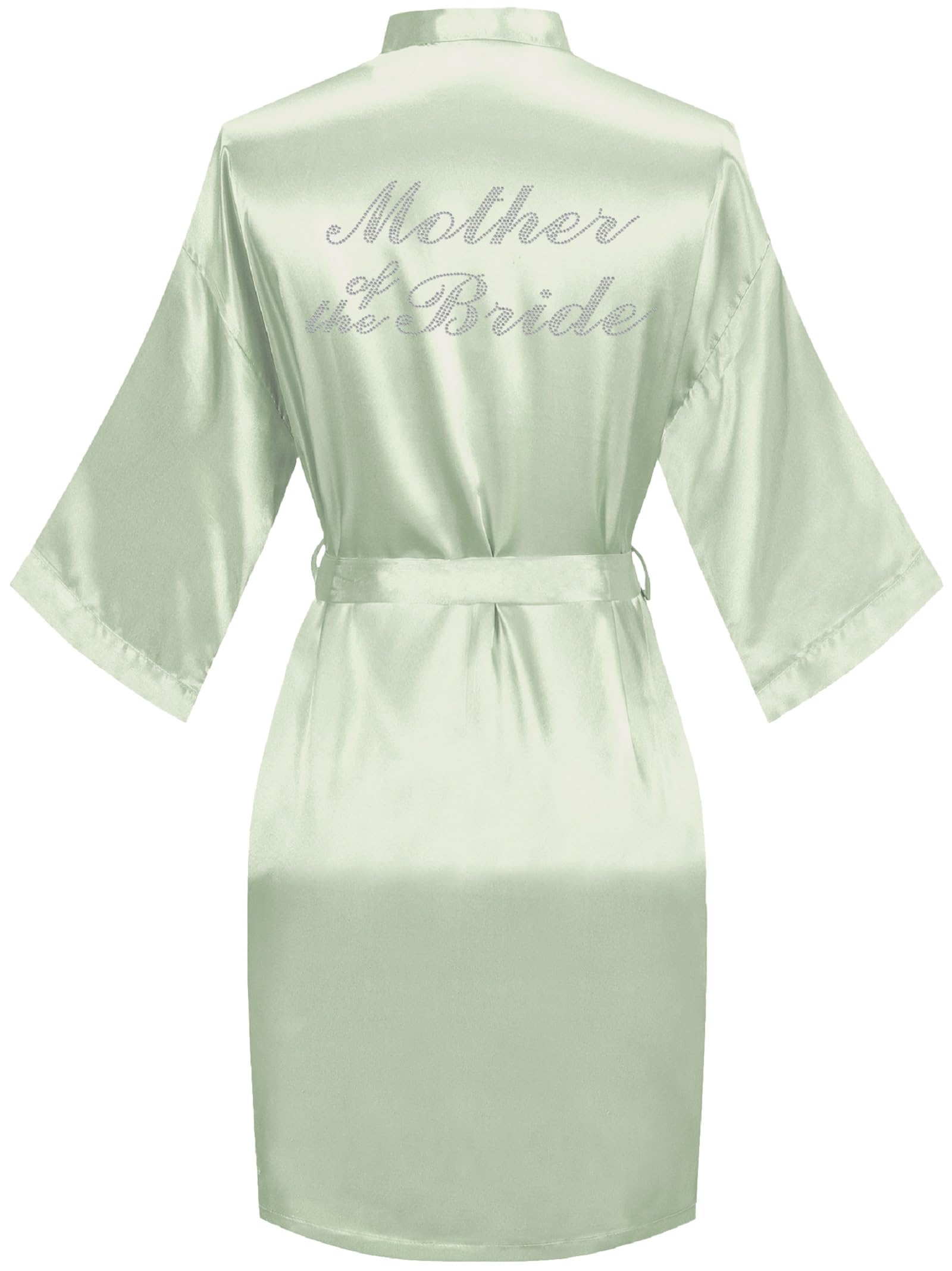 goodmansam Women's Silky Robes One Size Silver Rhinestones Bride Bridesmaid Sleepwear for Wedding Party Getting Ready
