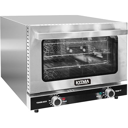 KITMA 26L Countertop Convection Oven - Commercial Toaster Oven with 3 Toasting Racks, 1440W Efficient Heating, Stainless Steel, Silver