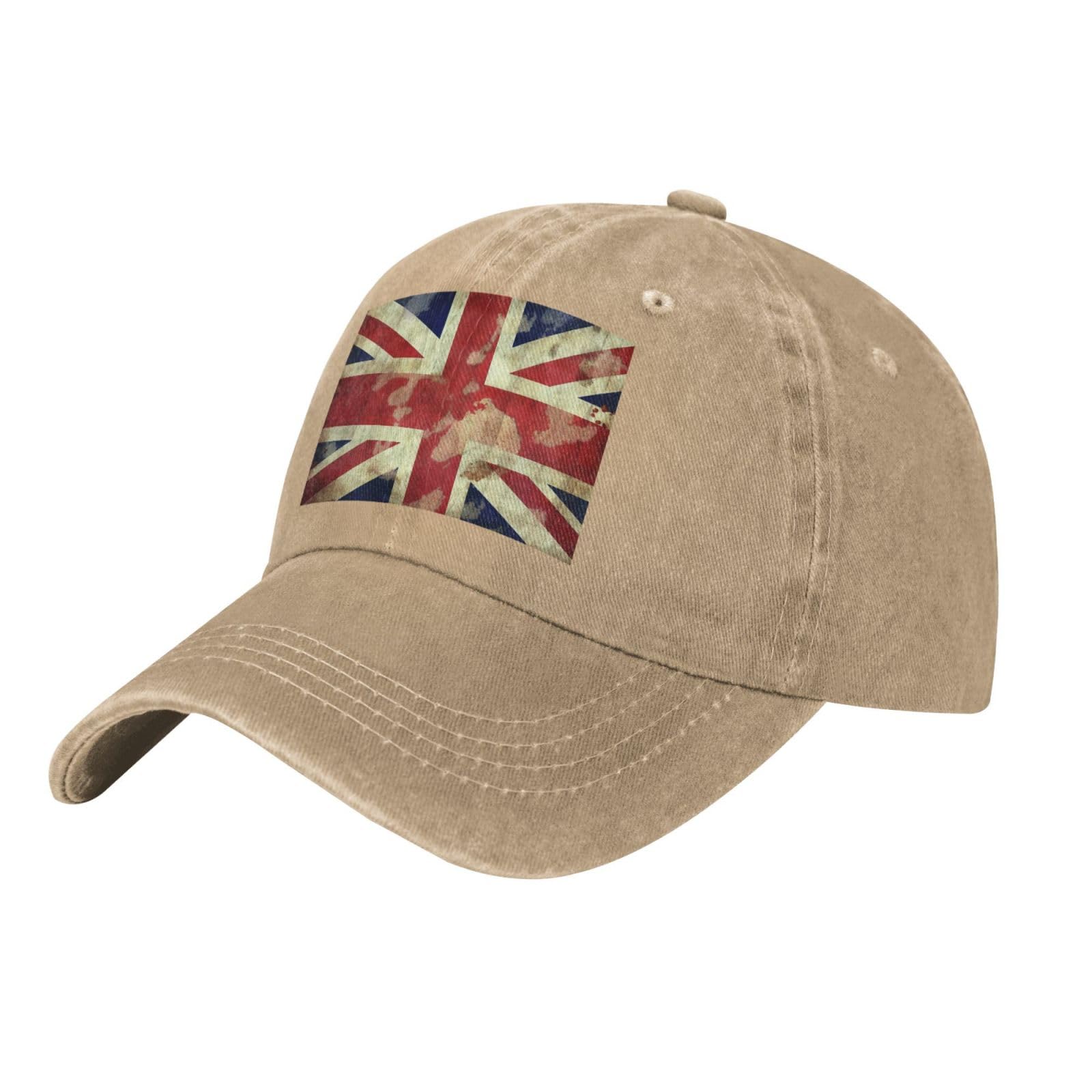 Asbwuo Unisex Natural Vintage Washed Cotton Baseball Cap Vintage Union Jack British Flag Sports Caps Adjustable Golf Dad Hats Trucker Hats