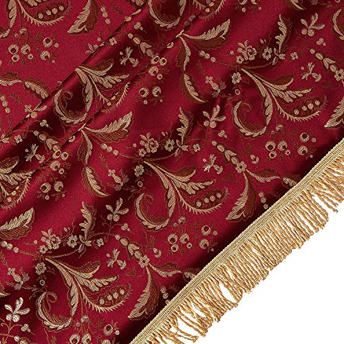 Violet Linen LUXURY DAMASK FLORAL DESIGN Polyester Jacquard, With Fringes, Burgundy, 60 Inch By 84 Inch, Seats 6 To 8 Pepole, Rectangle Tablecloths thumb #1