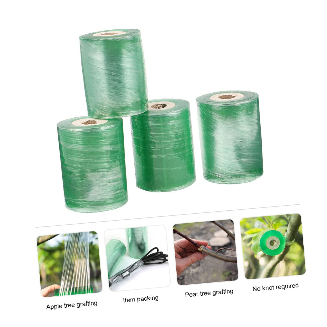 4 Rollen PVC Veredelungsband für Obstbäume Selbstklebend und Dehnbar Grün für Veredelung im Garten