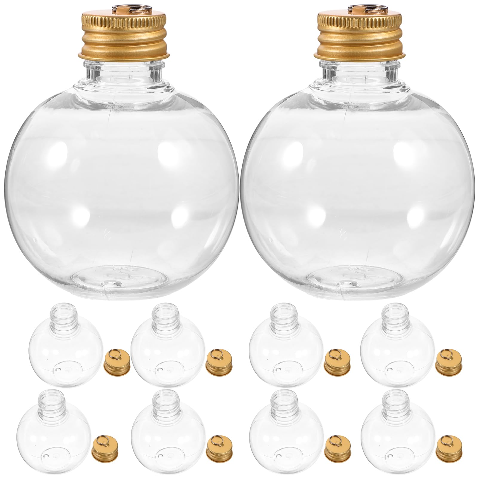 Milisten 10pcs Christmas Drink Balls Juice Bottles Clear Ornament Balls Christmas Fillable Booze Tree Ornaments Water Bottle Bulbs Xmas Booze Pendant Ball for Party 5.07ounce, Golden