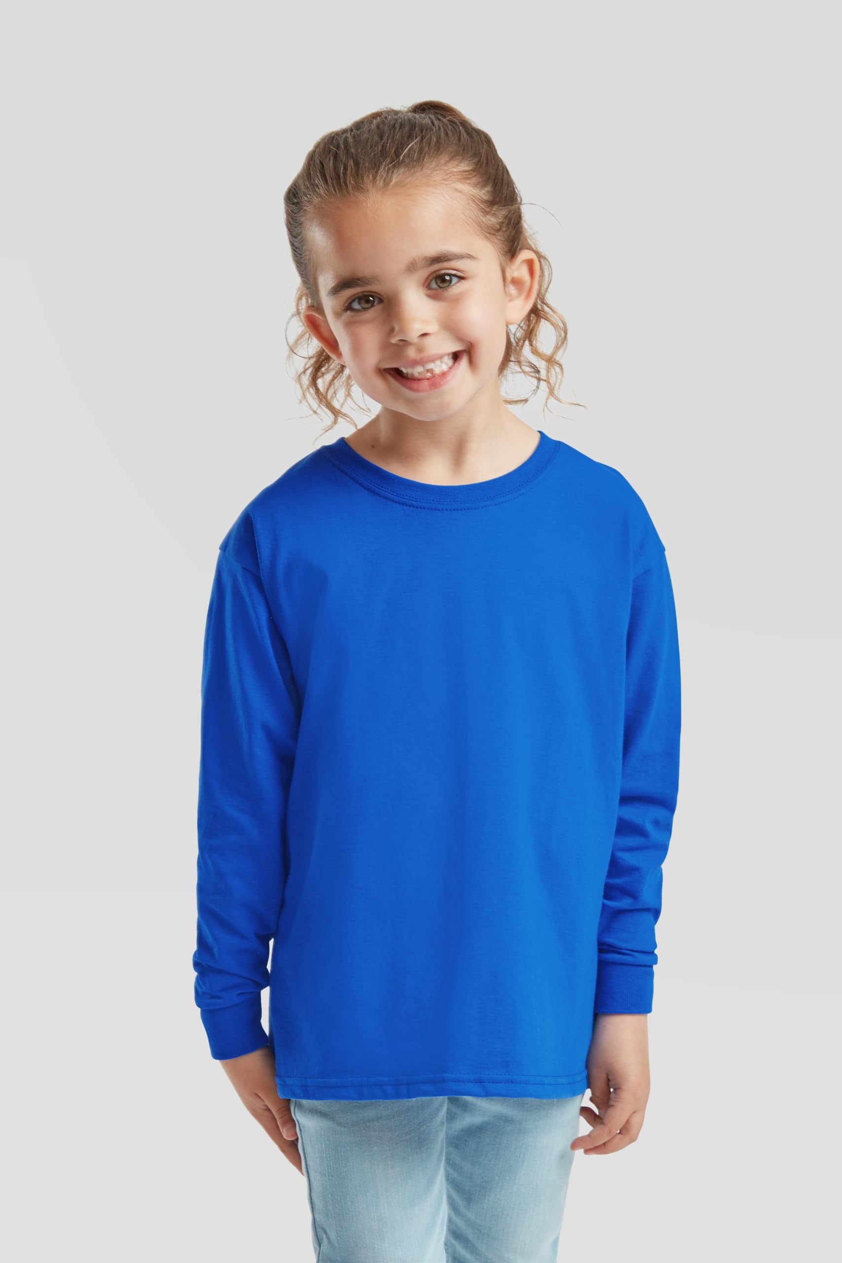 Fruit of the Loom Pack de 10 unidades de manga larga para niños | Camiseta de manga larga para niños de algodón de alta calidad para niños y niñas + bolsa de tela MyShirt gratis