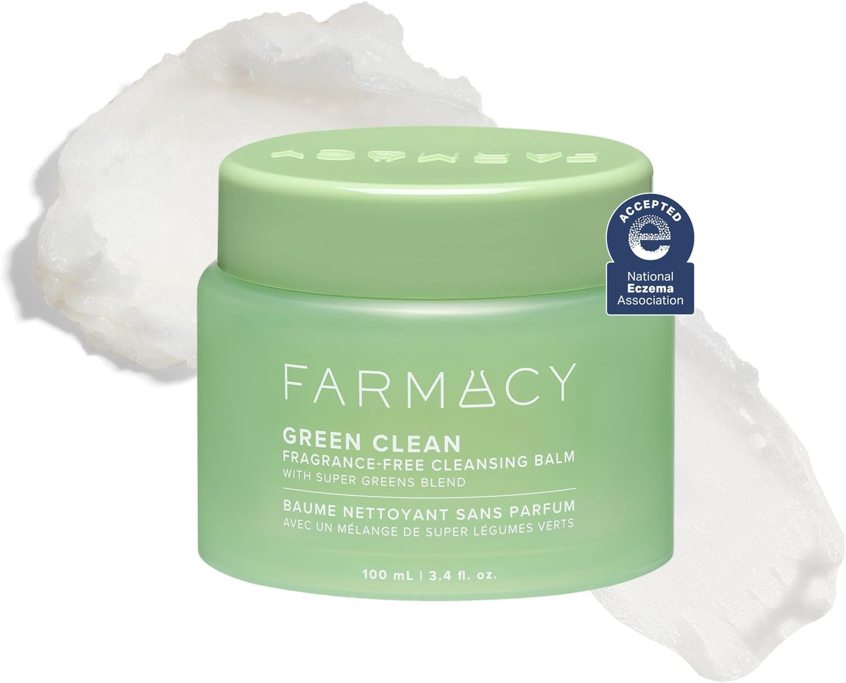Farmacy Sensitive Skin Makeup Remover Cleansing Balm - Green Clean Waterproof Makeup Remover Balm + Oil Cleanser for Face - Melts Make Up + SPF - Hydrates + Softens Skin - Fragrance Free (100ml)