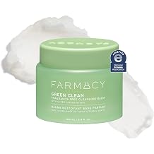 Farmacy Makeup Remover Cleansing Balm - Fragrance Free - Green Clean Waterproof Makeup Remover + Oil Based Cleanser - Gentle Exfoliating Double Cleanser - Melts From Balm to Milky Lather 100ml