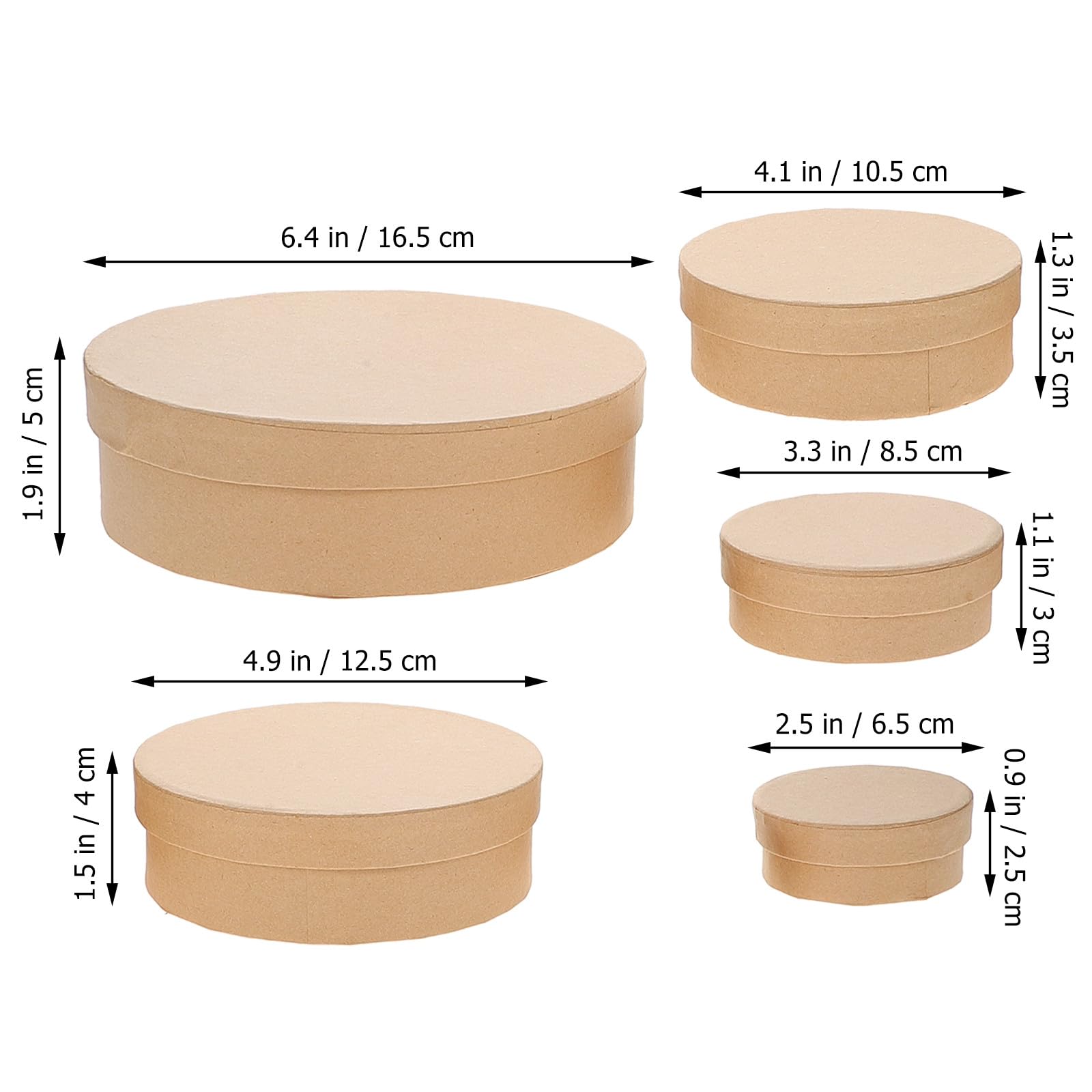 BESTOMZ Geschenkbox in Khaki aus Karton Rund mit Hoher Tragfähigkeit und Kompressionsfest 5 Stück Runde Geschenkboxen zum Verschenken von Parfüms und Kleinen Bechern