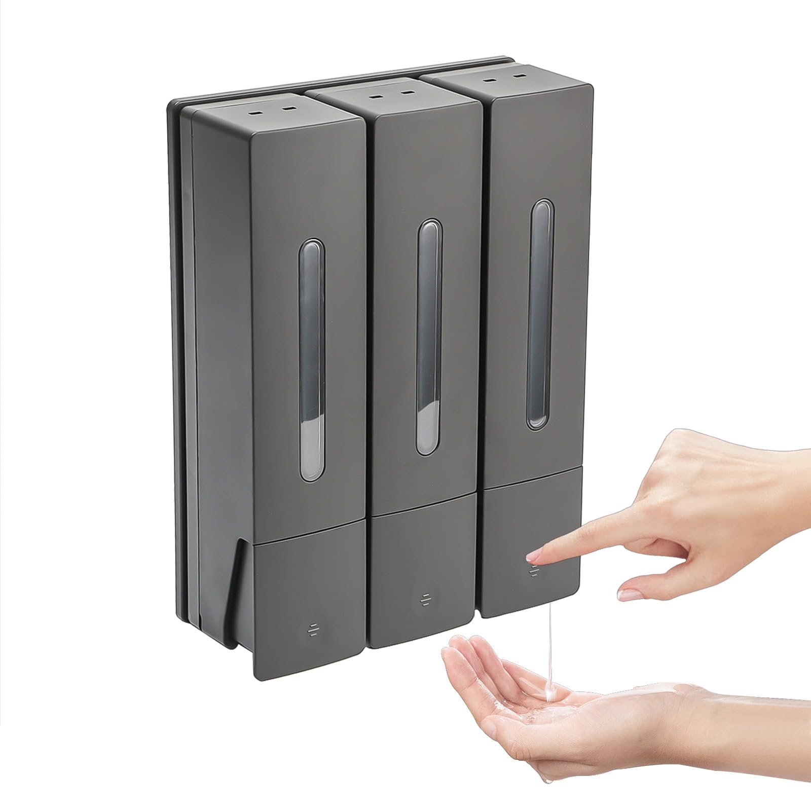 Douchezeepdispenser, wandgemonteerde douchedispenser, 3 kamers, 3 x 450 ml, voor thuis en hotel