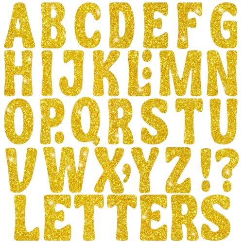 128 PCS Glitter Gold Letter Stickers, 4 Inch Large Bulletin Board Letters