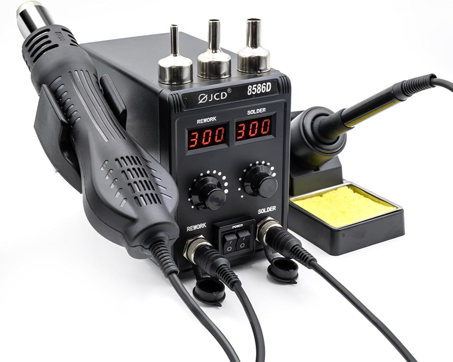 2 in 1 Soldering Station 700W Hot Air Soldering Iron Kit Dual LED Display Temperature Controlled Auto Sleep SMD Rework Station