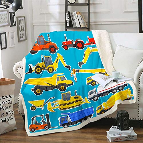 Couverture polaire en flanelle pour canapé, canapé, pelleteuse, transporteur, grue, jeté de lit, pour enfants, garçons, couverture de lit douillette, taille simple (127 x 152 cm) Cover